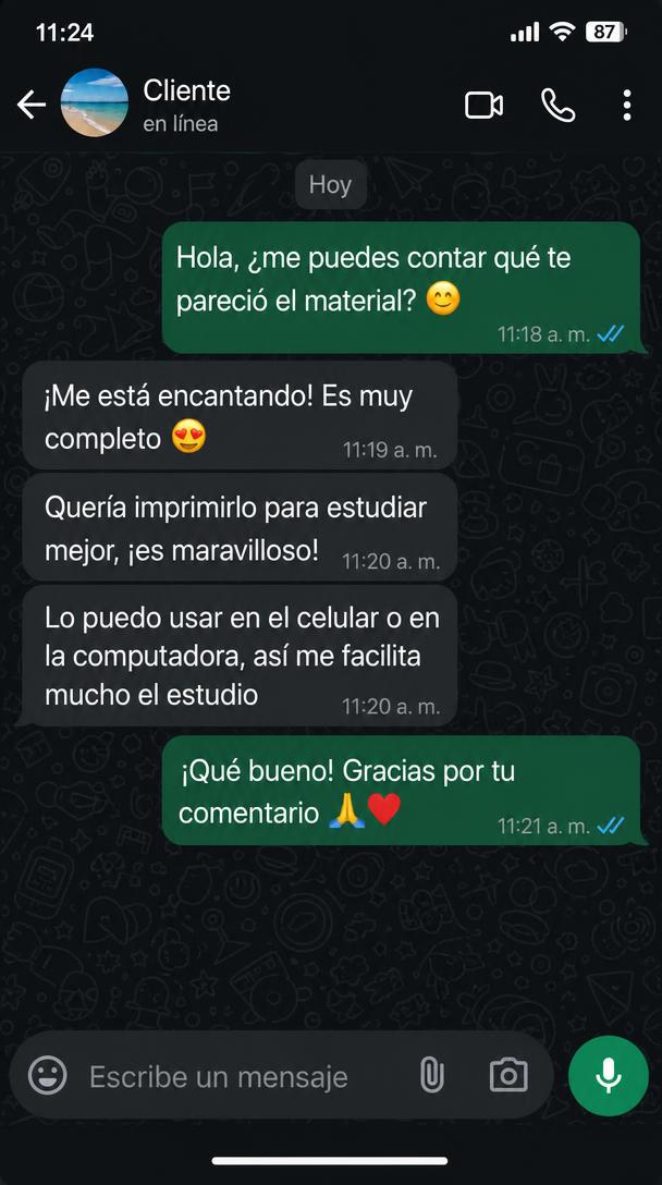 Testimonio de alumno por WhatsApp 1